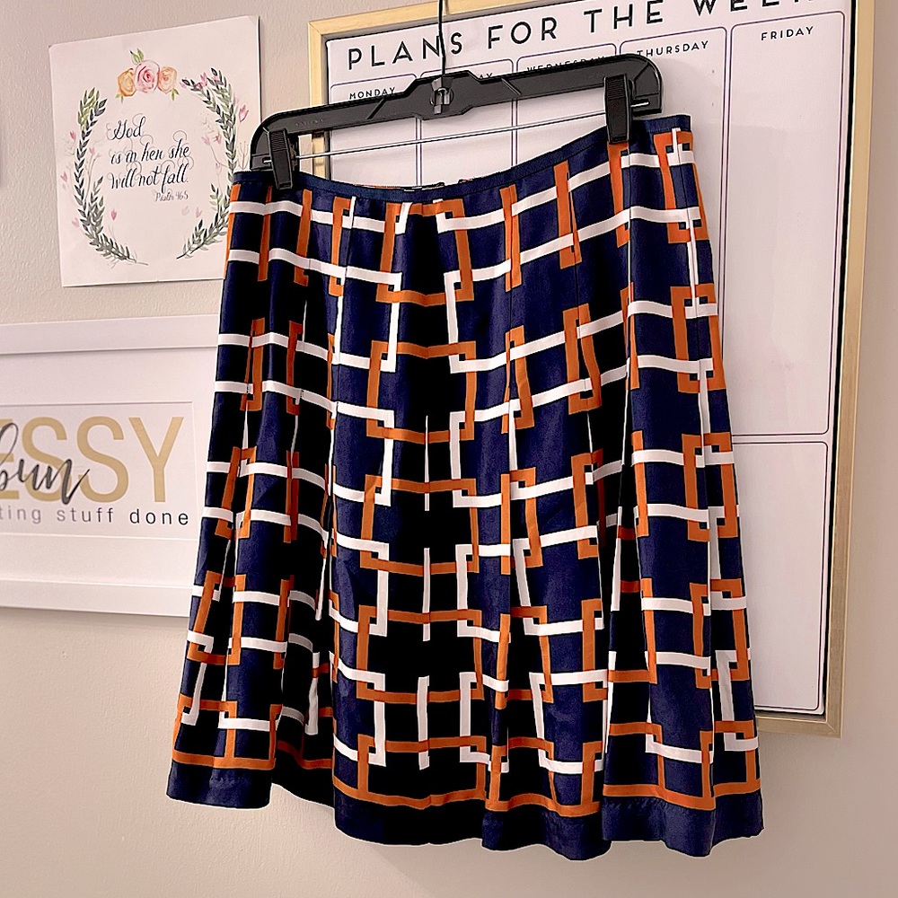 Banana Republic Navy Geometrical Flowey A-line Skirt